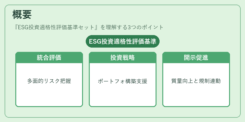 概要（ESG投資適格性評価基準セット）の図解