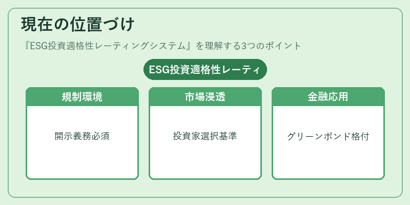 現在の位置づけ（ESG投資適格性レーティングシステム）の図解