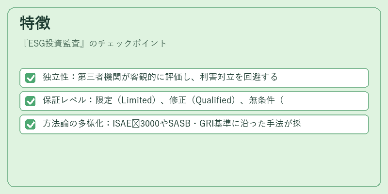 特徴（ESG投資監査）の図解