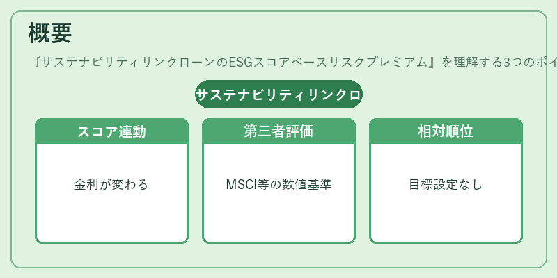 概要（サステナビリティリンクローンのESGスコアベースリスクプレミアム）の図解
