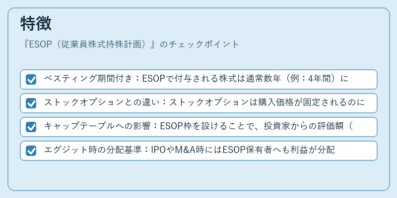 特徴（ESOP（従業員株式持株計画））の図解