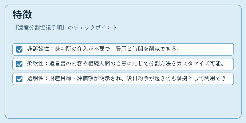 特徴（遺産分割協議手順）の図解