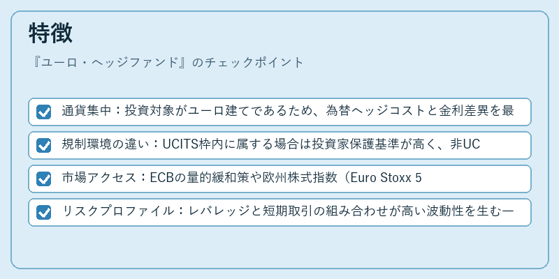 特徴（ユーロ・ヘッジファンド）の図解