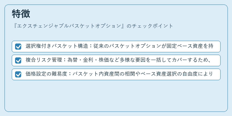 特徴（エクスチェンジャブルバスケットオプション）の図解