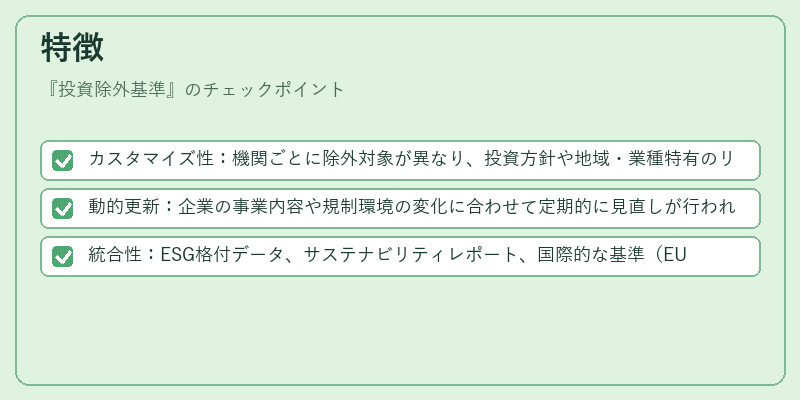 特徴（投資除外基準）の図解