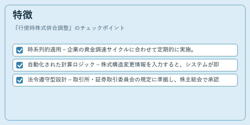 特徴（行使時株式併合調整）の図解