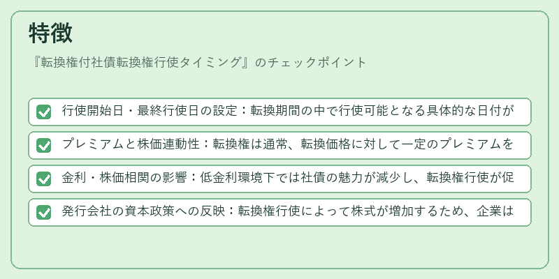 特徴（転換権付社債転換権行使タイミング）の図解