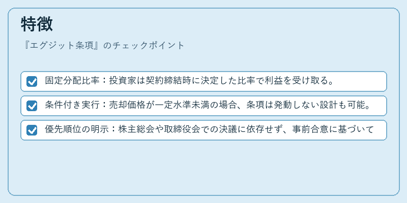 特徴（エグジット条項）の図解