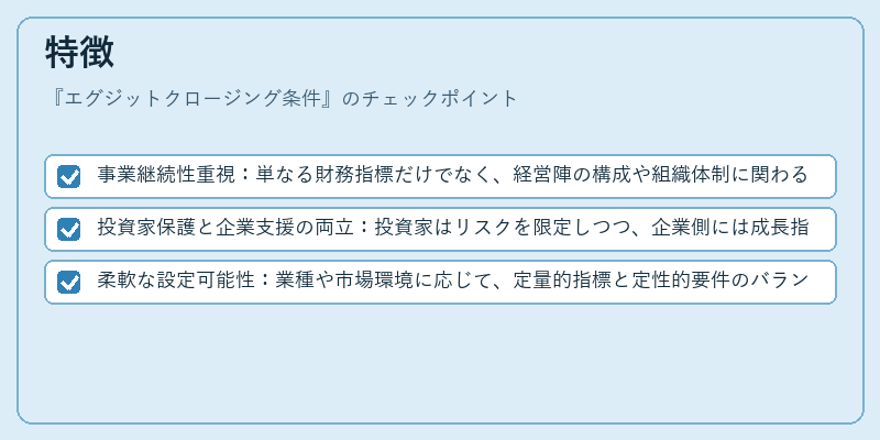 特徴（エグジットクロージング条件）の図解