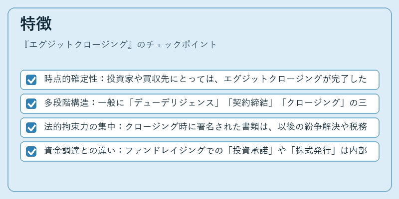 特徴（エグジットクロージング）の図解