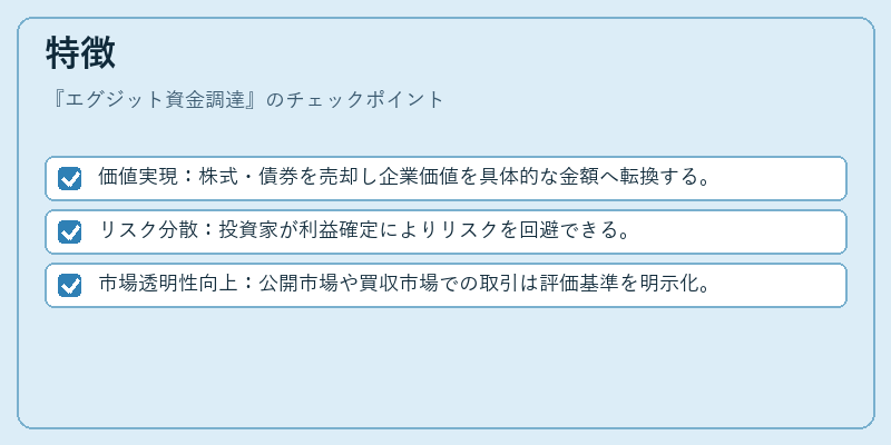 特徴（エグジット資金調達）の図解