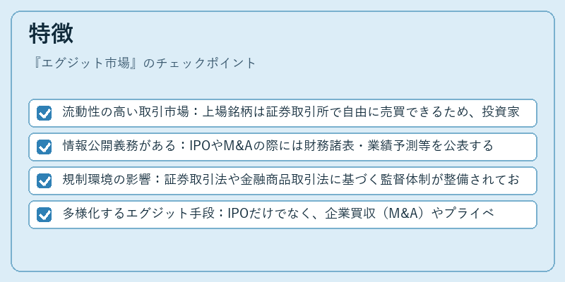 特徴（エグジット市場）の図解