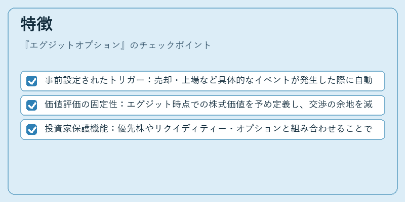 特徴(エグジットオプション)の図解