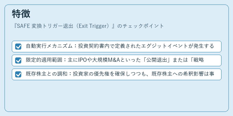 特徴（SAFE 変換トリガー退出（Exit Trigger））の図解