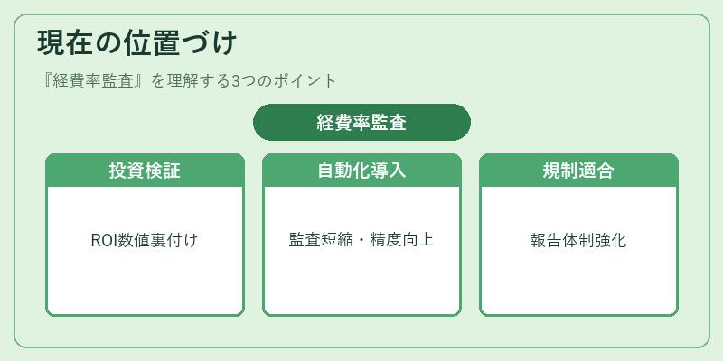 現在の位置づけ（経費率監査）の図解