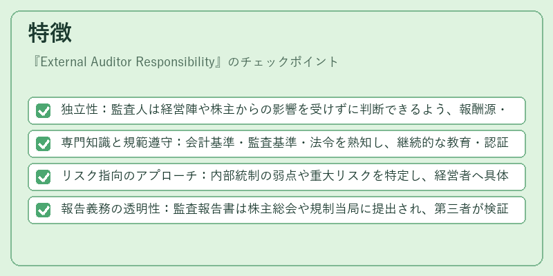 特徴（External Auditor Responsibility）の図解