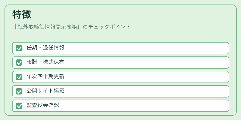 特徴（社外取締役情報開示義務）の図解