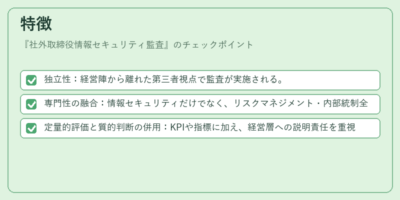 特徴（社外取締役情報セキュリティ監査）の図解