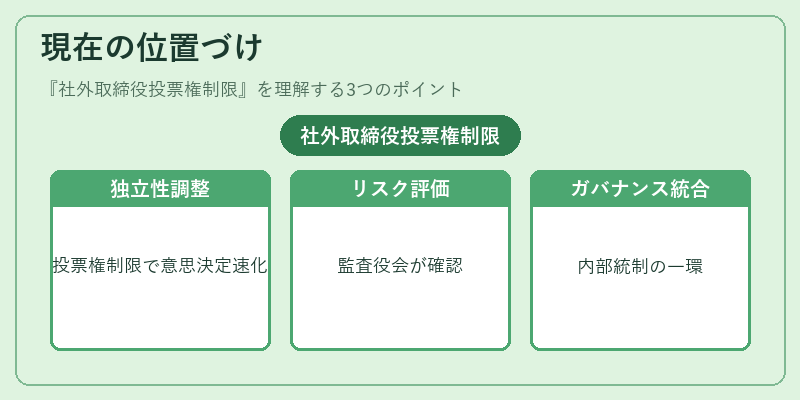 現在の位置づけ(社外取締役投票権制限)の図解
