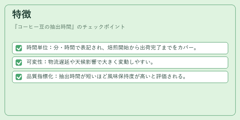 特徴(コーヒー豆の抽出時間)の図解