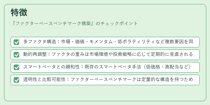 特徴（ファクターベースベンチマーク構築）の図解