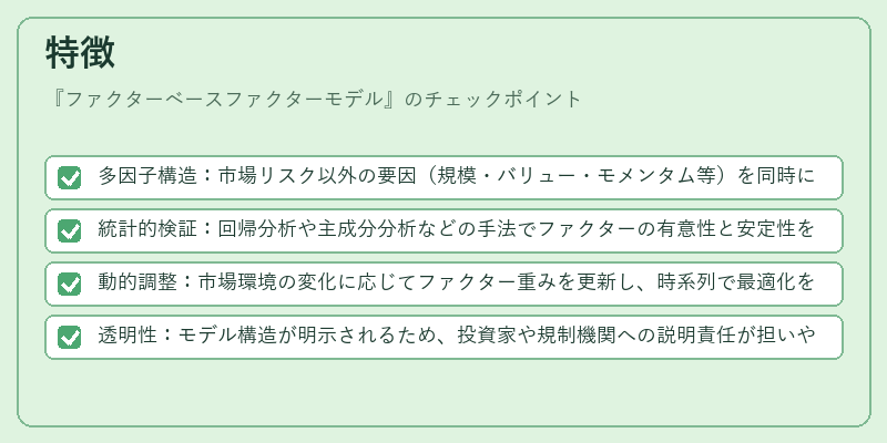 特徴（ファクターベースファクターモデル）の図解