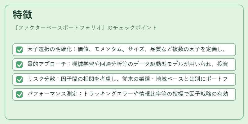 特徴（ファクターベースポートフォリオ）の図解