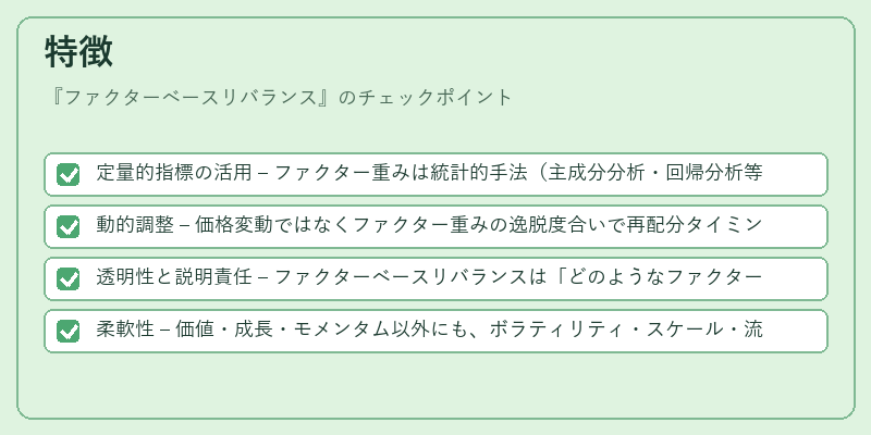 特徴（ファクターベースリバランス）の図解