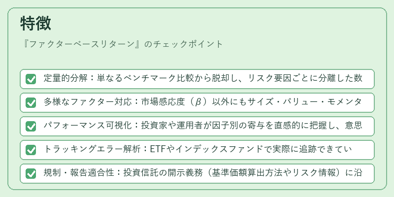特徴（ファクターベースリターン）の図解