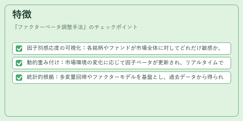 特徴（ファクターベータ調整手法）の図解