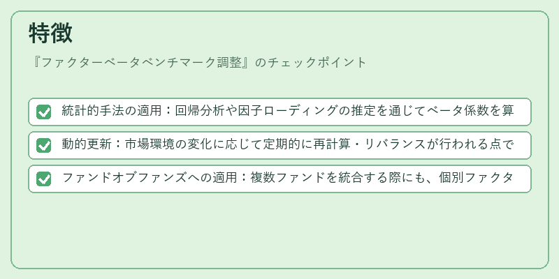 特徴（ファクターベータベンチマーク調整）の図解