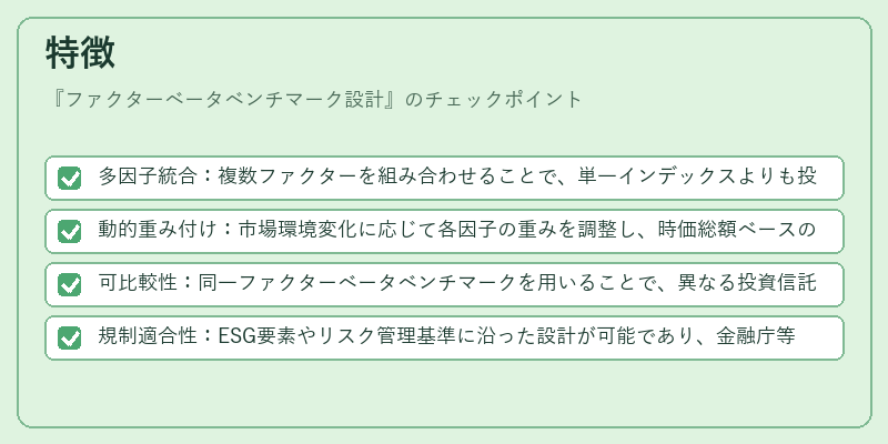 特徴（ファクターベータベンチマーク設計）の図解