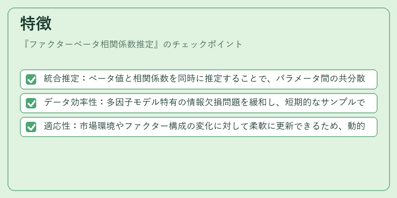 特徴（ファクターベータ相関係数推定）の図解