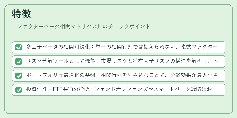 特徴（ファクターベータ相関マトリクス）の図解