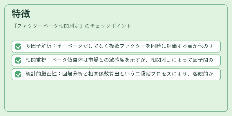 特徴（ファクターベータ相関測定）の図解