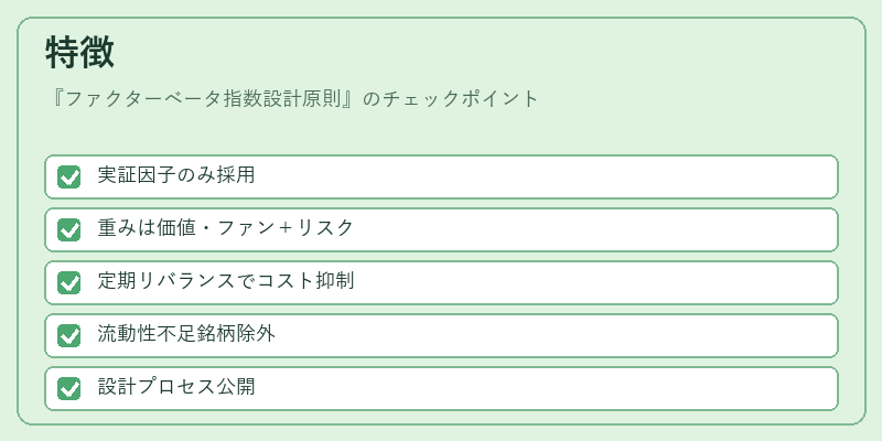 特徴（ファクターベータ指数設計原則）の図解