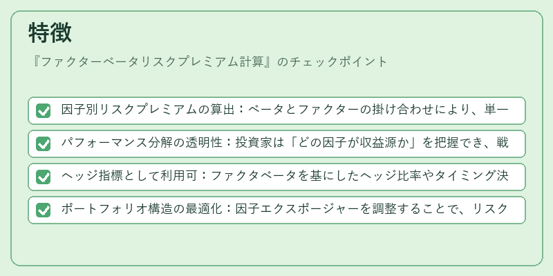 特徴（ファクターベータリスクプレミアム計算）の図解