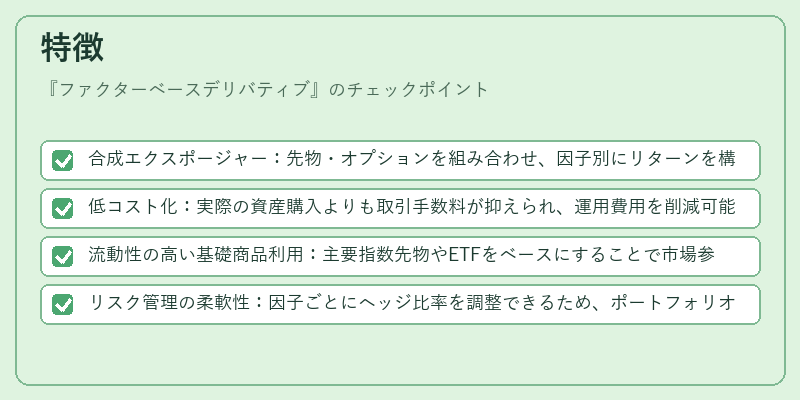 特徴（ファクターベースデリバティブ）の図解