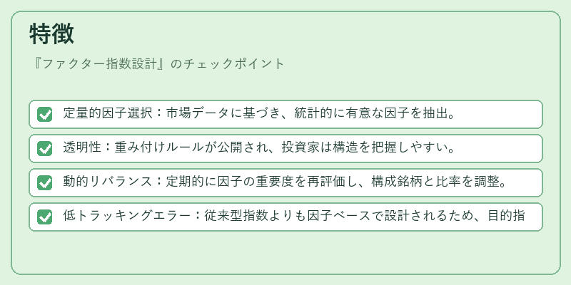 特徴（ファクター指数設計）の図解
