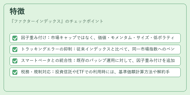 特徴（ファクターインデックス）の図解