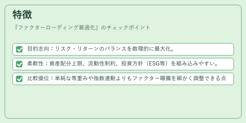 特徴（ファクターローディング最適化）の図解