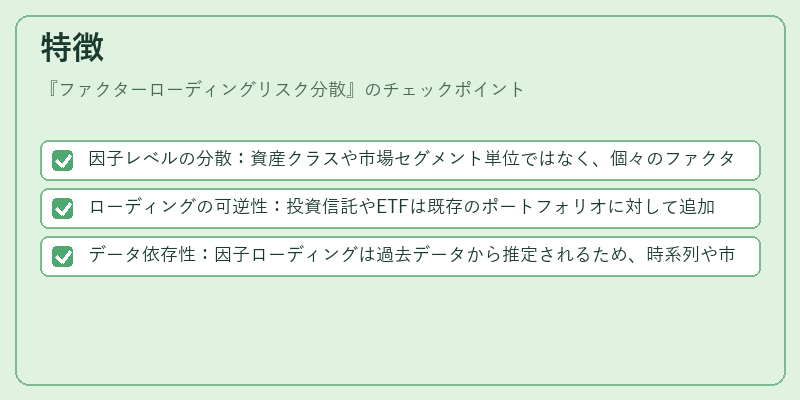特徴（ファクターローディングリスク分散）の図解