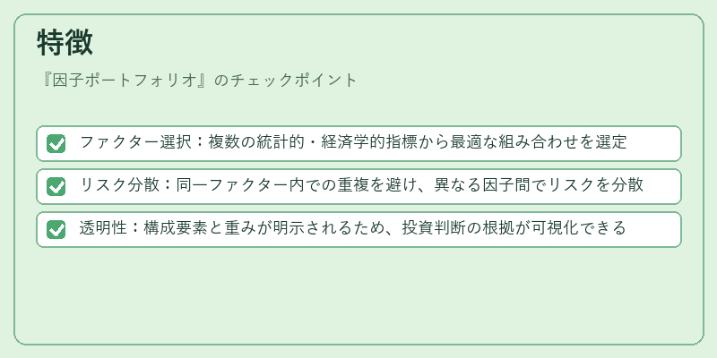 特徴（因子ポートフォリオ）の図解
