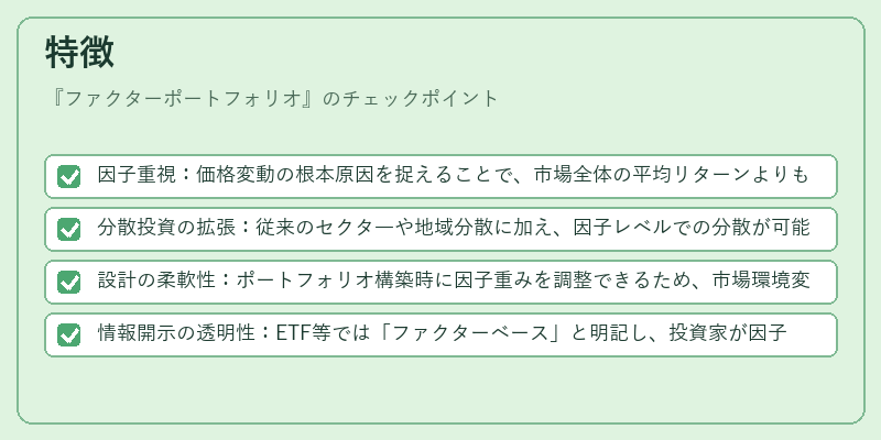 特徴（ファクターポートフォリオ）の図解