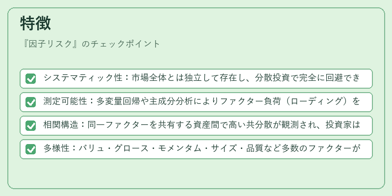 特徴（因子リスク）の図解