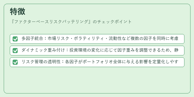 特徴(ファクターベースリスクバッテリング)の図解