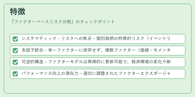 特徴（ファクターベースリスク分散）の図解