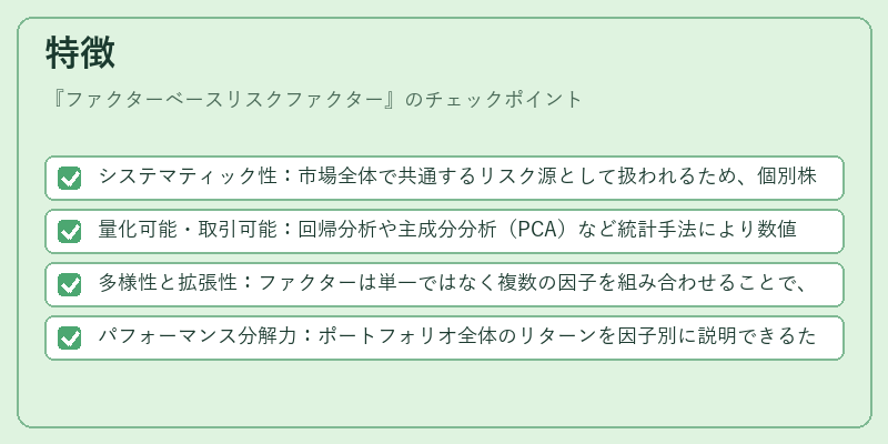 特徴（ファクターベースリスクファクター）の図解