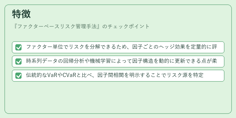 特徴（ファクターベースリスク管理手法）の図解