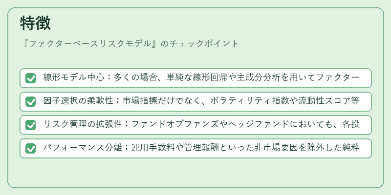 特徴(ファクターベースリスクモデル)の図解